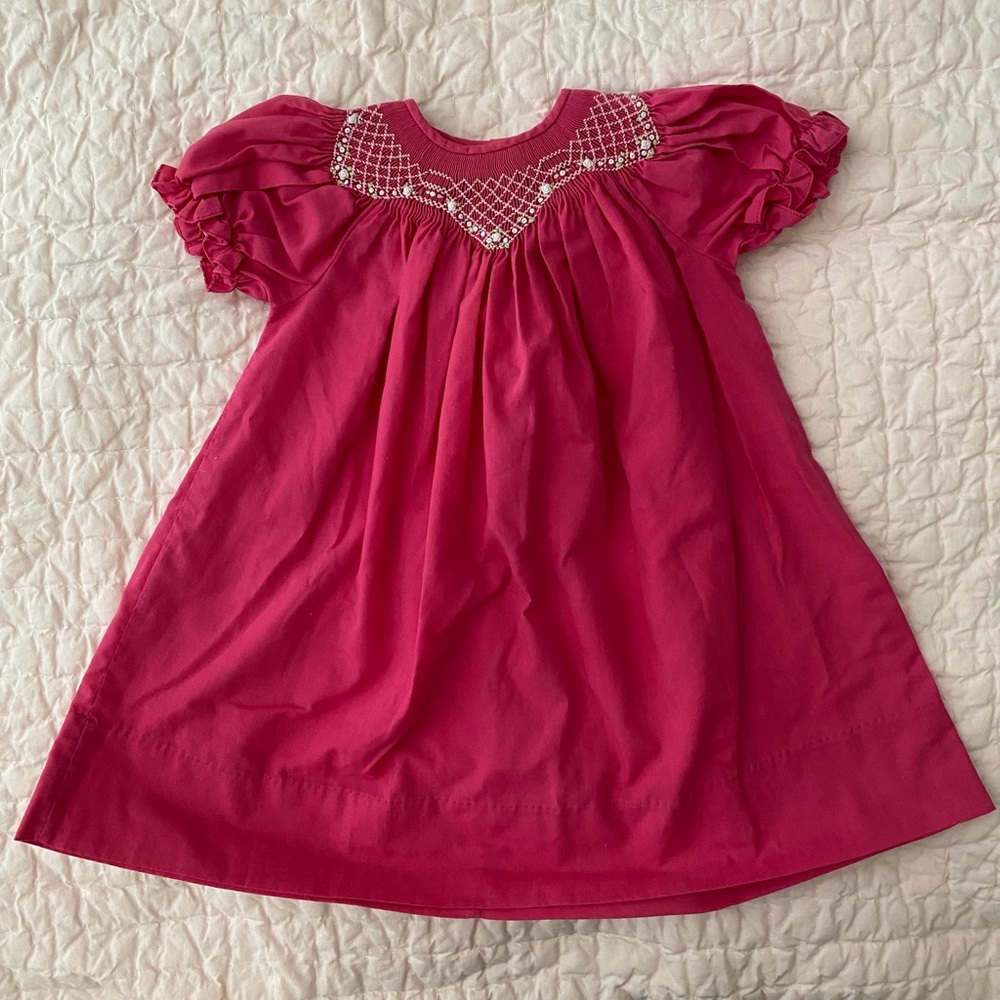 Rosalina Pink Smocked Smock Dress